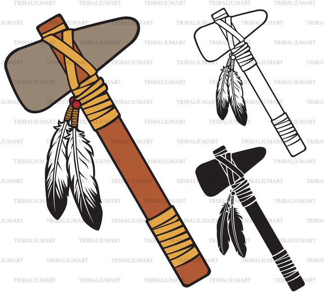 Indian Axe. Native American Warrior Tomahawk SVG TribaliumArtSF 