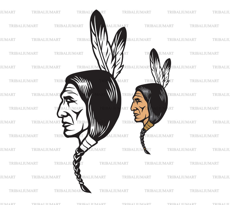 Indian Chief Face SVG TribaliumArtSF 