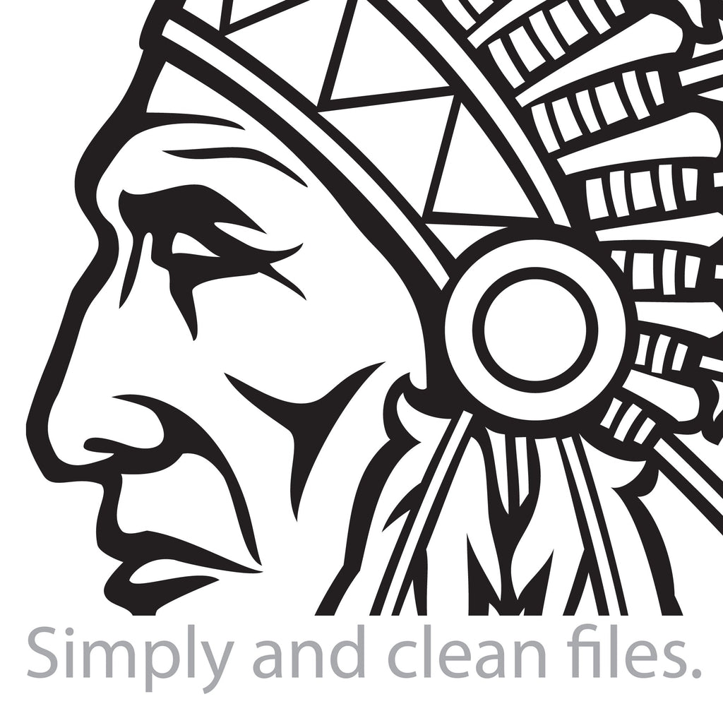 Indian Chief Head with Headdress. Cut files for Cricut. Clip Art ...