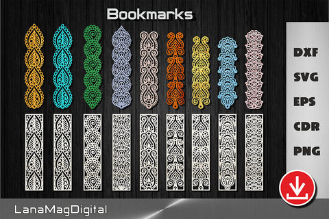 Indian Mandala bookmarks svg, 18 Bookmark templates for cutting machine SVG LanaMagDigital 