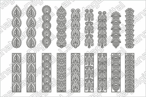 Indian Mandala bookmarks svg, 18 Bookmark templates for cutting machine SVG LanaMagDigital 