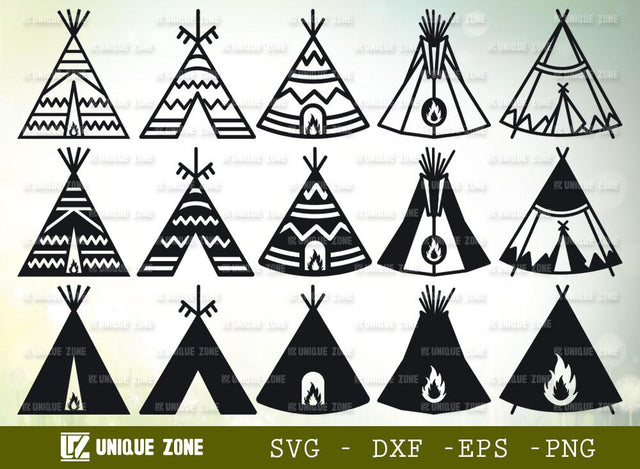 Indian Tepee SVG Bundle | Tepee Svg | Tipi Tent Svg | Native American Svg | Tent Svg SVG Unique Zone 