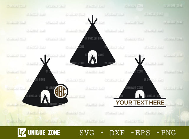 Indian Tepee SVG Monogram, Tepee Svg, Tipi Tent Svg, Native American Svg, Tent Svg, Tribal Tipi Svg, Boho Tipi Svg, Tepee Silhouette, SVG Unique Zone 