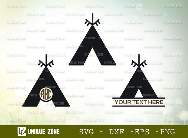 Indian Tepee SVG Monogram, Tepee Svg, Tipi Tent Svg, Native American Svg, Tent Svg, Tribal Tipi Svg, Boho Tipi Svg, Tepee Silhouette, SVG Unique Zone 
