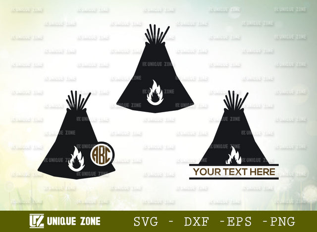 Indian Tepee SVG Monogram, Tepee Svg, Tipi Tent Svg, Native American Svg, Tent Svg, Tribal Tipi Svg, Boho Tipi Svg, Tepee Silhouette, SVG Unique Zone 