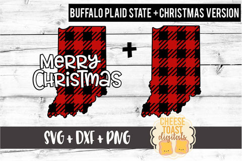 Indiana - Buffalo Plaid State - SVG PNG DXF Cut Files SVG Cheese Toast Digitals 