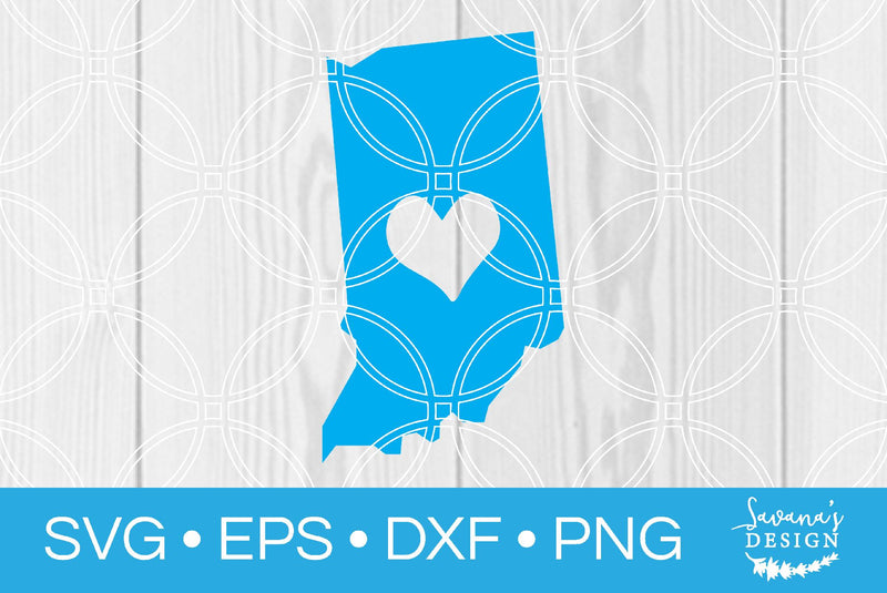 Indiana State with Heart SVG SavanasDesign 