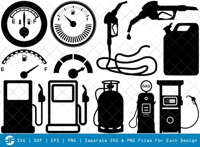 Indicator Gas Tank SVG Cut Files | Gas Station Silhouette | Petrol Pump Svg | Indicator Bundle SVG ETC Craft 