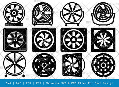 Industrial Fan Silhouette, Industrial Fan SVG, Ventilation Fan Svg, Exhaust Fan Svg, Industrial Fan Bundle, SB00805 SVG ETC Craft 