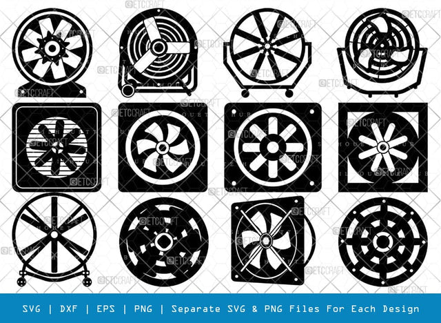 Industrial Fan Silhouette, Industrial Fan SVG, Ventilation Fan Svg, Exhaust Fan Svg, Industrial Fan Bundle, SB00805 SVG ETC Craft 
