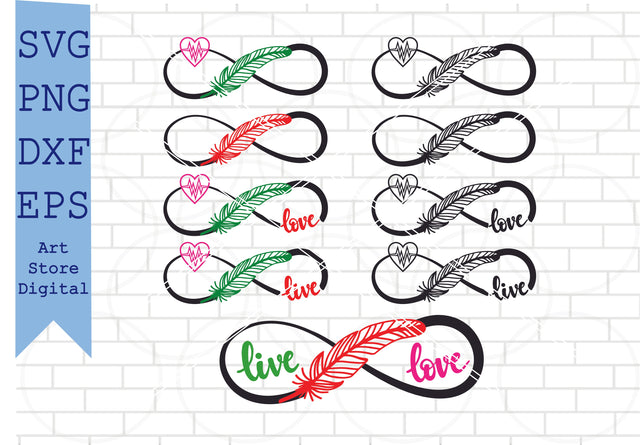 Infinity Feather Svg, Infinity Symbol Svg, Png, Dxf, Eps Cut Files SVG Artstoredigital 