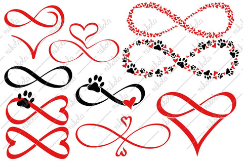 Infinity Symbol Clipart, Love, Hearts, Paw, SVG, PNG, EPS, PDF, DXF SVG nikola 