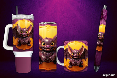 Inflated Bat Wrap Bundle | Tumbler | Mug | Pen Sublimation SvgOcean 