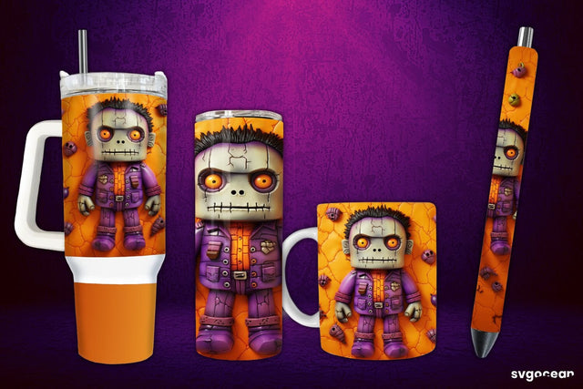 Inflated Frankenstein Wrap Bundle | Tumbler | Mug | Pen Sublimation SvgOcean 