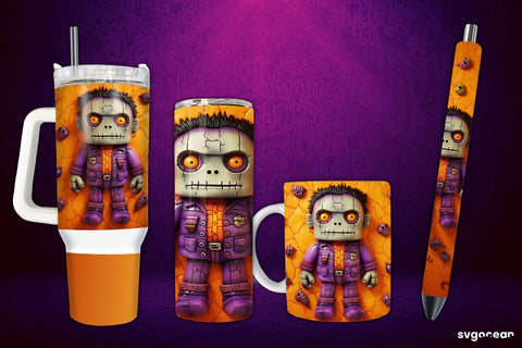 Inflated Frankenstein Wrap Bundle | Tumbler | Mug | Pen Sublimation SvgOcean 