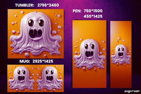 Inflated Ghost Wrap Bundle | Tumbler | Mug | Pen Sublimation SvgOcean 