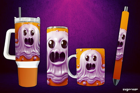 Inflated Ghost Wrap Bundle | Tumbler | Mug | Pen Sublimation SvgOcean 