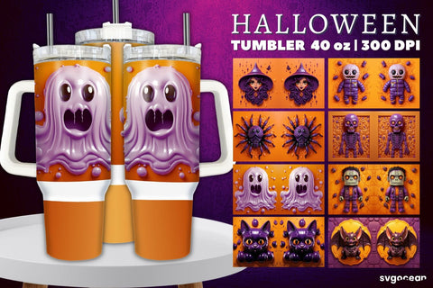 Inflated Halloween Tumbler Wrap | 40 Oz | Sublimation Sublimation SvgOcean 