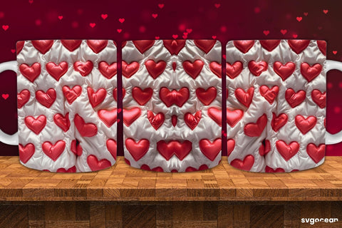 Inflated Hearts Mug Wrap Bundle | 11 Oz | Sublimation Sublimation SvgOcean 