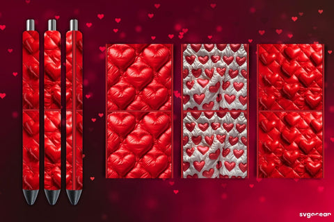 Inflated Hearts Pen Wrap Bundle | Sublimation Sublimation SvgOcean 