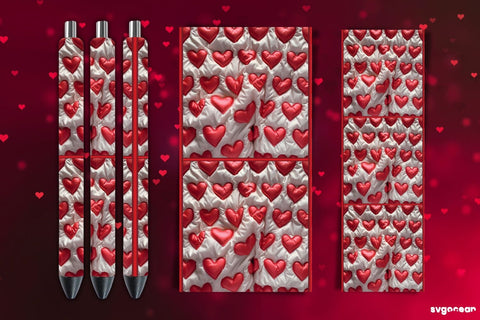 Inflated Hearts Pen Wrap Bundle | Sublimation Sublimation SvgOcean 
