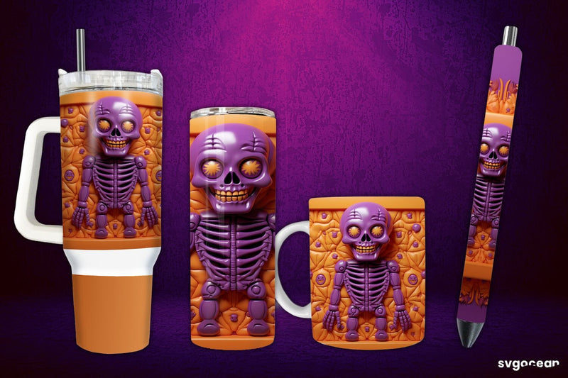 Inflated Skeleton Wrap Bundle | Tumbler | Mug | Pen Sublimation SvgOcean 