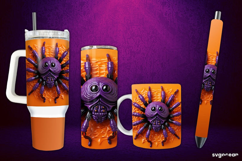 Inflated Spider Wrap Bundle | Tumbler | Mug | Pen Sublimation SvgOcean 