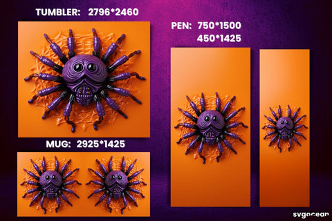 Inflated Spider Wrap Bundle | Tumbler | Mug | Pen Sublimation SvgOcean 