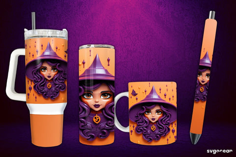 Inflated Witch Wrap Bundle | Tumbler | Mug | Pen Sublimation SvgOcean 
