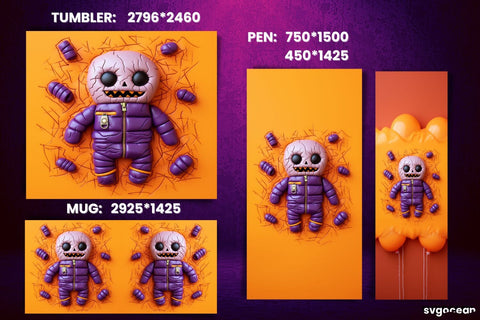 Inflated Zombie Wrap Bundle | Tumbler | Mug | Pen Sublimation SvgOcean 