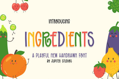 Ingredients Font (Playful Fonts, Craft Fonts, Childish Fonts) Font Jupiter Studio Fonts 