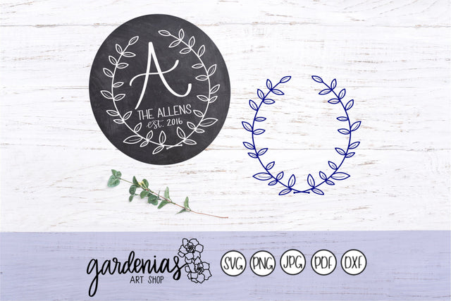Initial Wreath with Alphabet SVG Gardenias Art Shop 