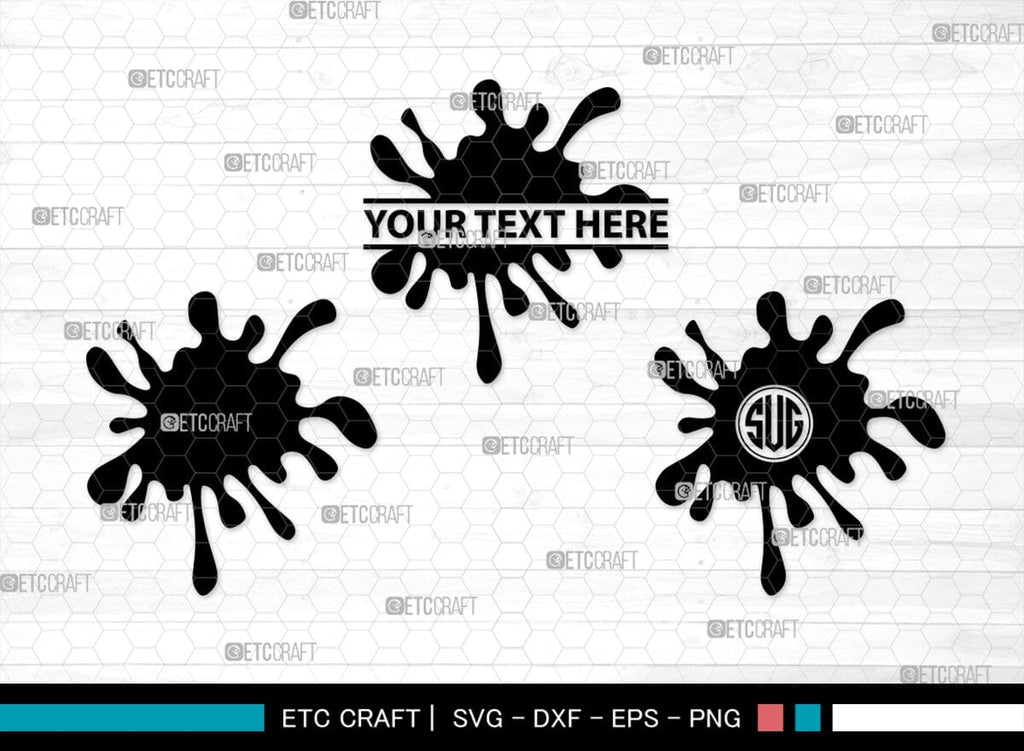 Ink Splatter Monogram, Ink Splatter Silhouette, Ink Splatter SVG, Paint ...