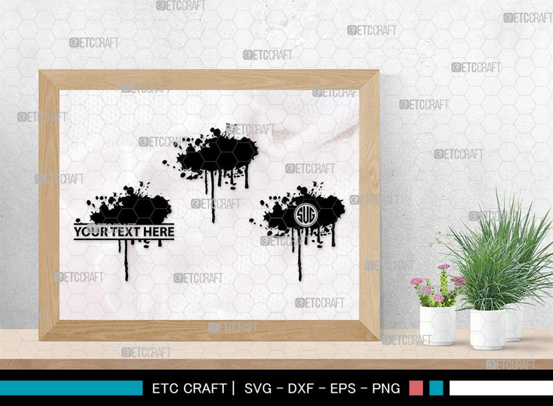 Ink Splatter Monogram, Ink Splatter Silhouette, Ink Splatter SVG, Paint ...