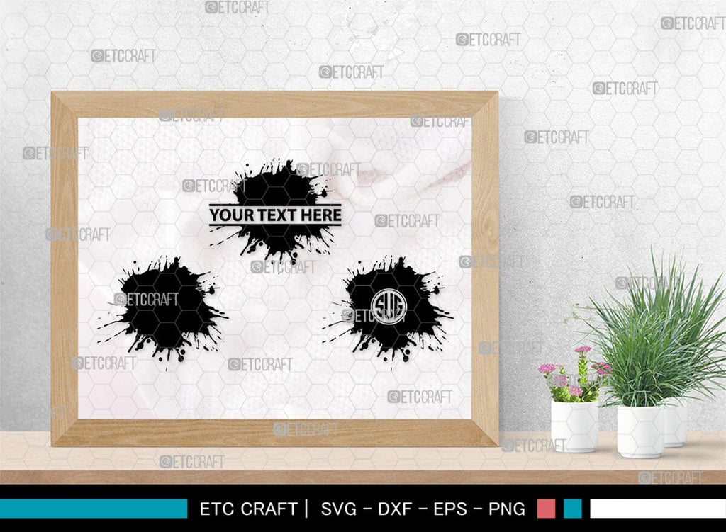 Ink Splatter Monogram, Ink Splatter Silhouette, Ink Splatter SVG, Paint ...