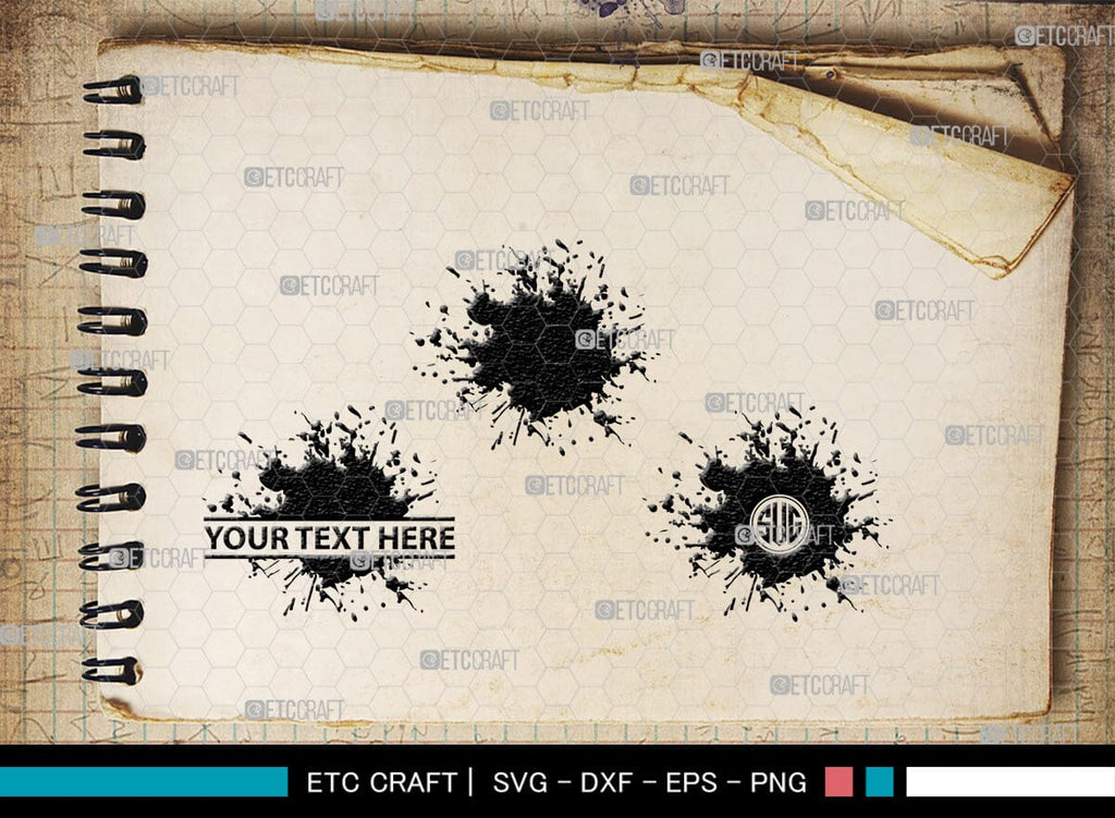 Ink Splatter Monogram, Ink Splatter Silhouette, Ink Splatter SVG, Paint ...