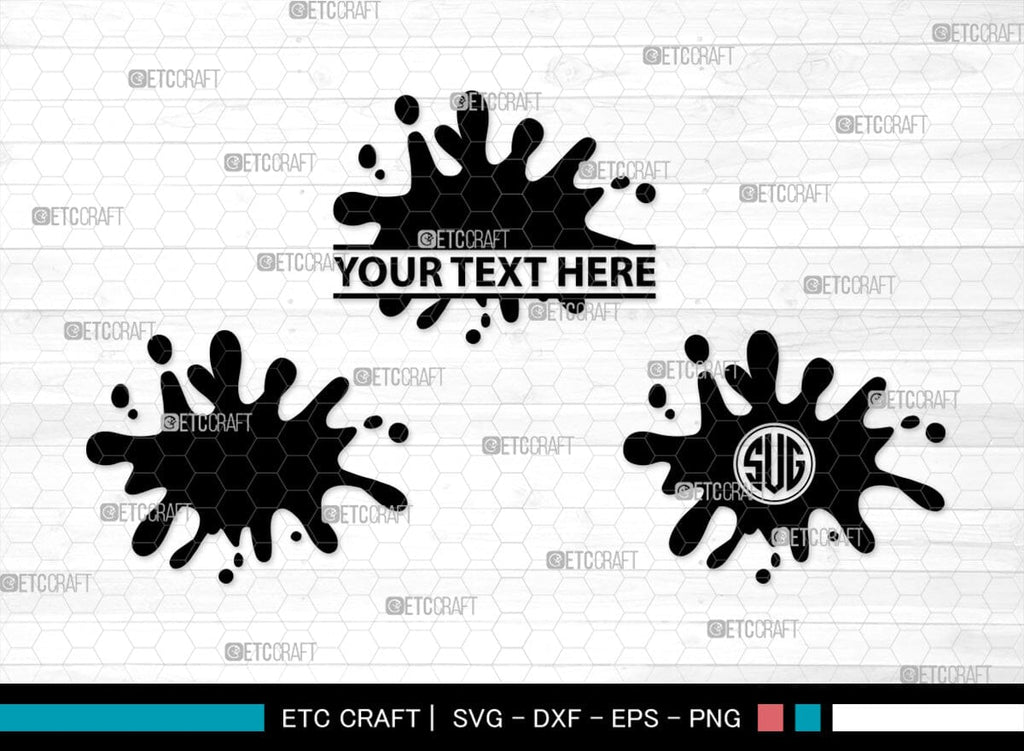Ink Splatter Monogram, Ink Splatter Silhouette, Ink Splatter SVG, Pain ...
