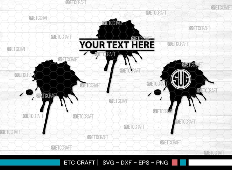 Ink Splatter Monogram, Ink Splatter Silhouette, Ink Splatter SVG, Paint ...