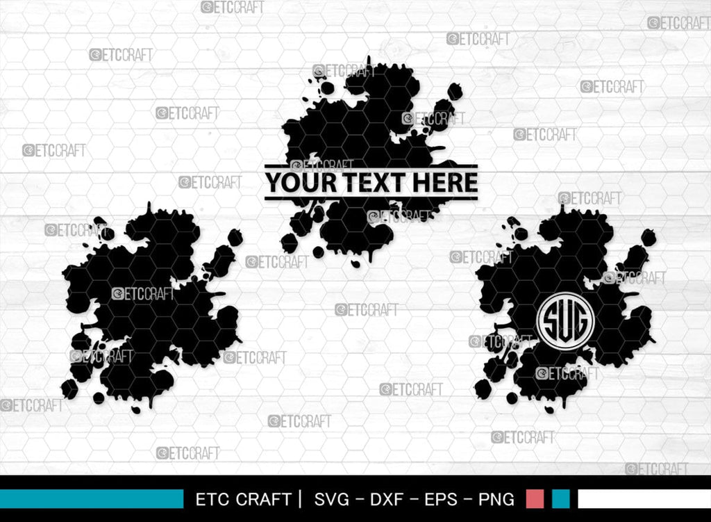 Ink Splatter Monogram, Ink Splatter Silhouette, Ink Splatter SVG, Paint ...