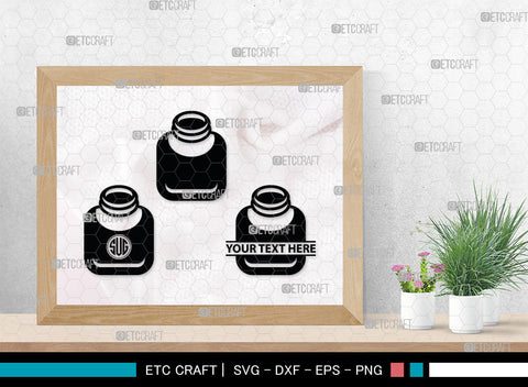 Inkwell Pen Monogram, Inkwell Pen Silhouette, Inkwell Pen SVG, Feather Pen Svg, Fountain Pen Svg, SB00005 SVG ETC Craft 