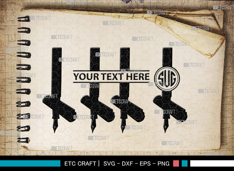 Inkwell Pen Monogram, Inkwell Pen Silhouette, Inkwell Pen SVG, Feather Pen Svg, Fountain Pen Svg, SB00005 SVG ETC Craft 