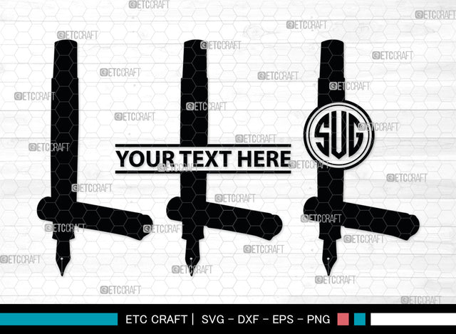 Inkwell Pen Monogram, Inkwell Pen Silhouette, Inkwell Pen SVG, Feather Pen Svg, Fountain Pen Svg, SB00005 SVG ETC Craft 
