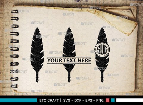 Inkwell Pen Monogram, Inkwell Pen Silhouette, Inkwell Pen SVG, Feather Pen Svg, Fountain Pen Svg, SB00005 SVG ETC Craft 