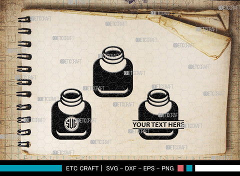 Inkwell Pen Monogram, Inkwell Pen Silhouette, Inkwell Pen SVG, Feather Pen Svg, Fountain Pen Svg, SB00005 SVG ETC Craft 