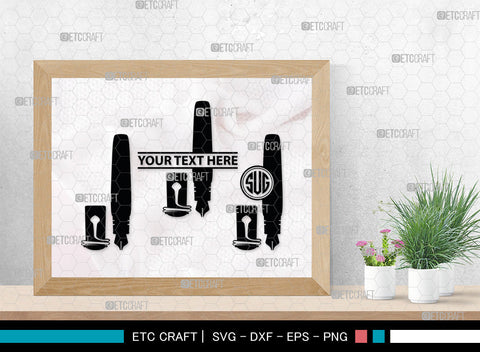 Inkwell Pen Monogram, Inkwell Pen Silhouette, Inkwell Pen SVG, Feather Pen Svg, Fountain Pen Svg, SB00005 SVG ETC Craft 