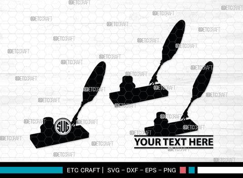 Inkwell Pen Monogram, Inkwell Pen Silhouette, Inkwell Pen SVG, Feather Pen Svg, Fountain Pen Svg, SB00005 SVG ETC Craft 