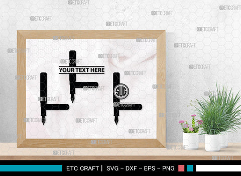 Inkwell Pen Monogram, Inkwell Pen Silhouette, Inkwell Pen SVG, Feather Pen Svg, Fountain Pen Svg, SB00005 SVG ETC Craft 