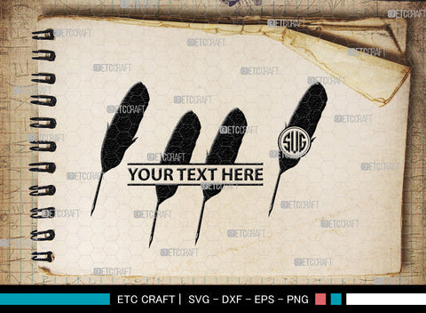 Inkwell Pen Monogram, Inkwell Pen Silhouette, Inkwell Pen SVG, Feather Pen Svg, Fountain Pen Svg, SB00005 SVG ETC Craft 