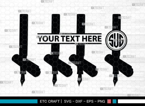 Inkwell Pen Monogram, Inkwell Pen Silhouette, Inkwell Pen SVG, Feather Pen Svg, Fountain Pen Svg, SB00005 SVG ETC Craft 