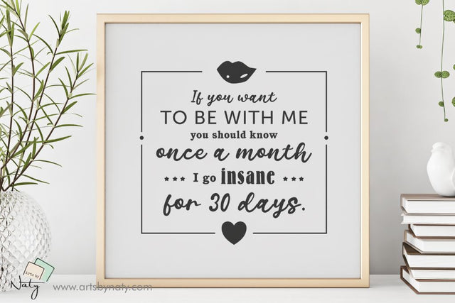 Insane woman funny quote for women's day. SVG Arts By Naty 